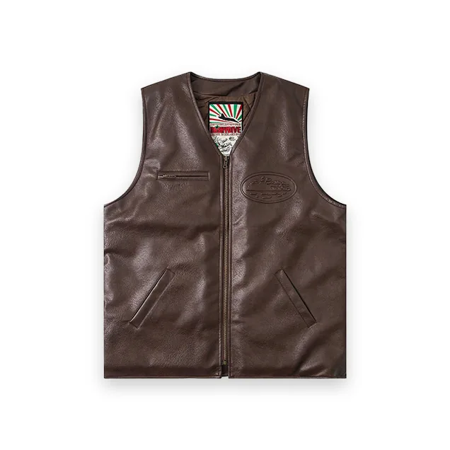 Veste En Cuir Marron Corteiz Skydive 1
