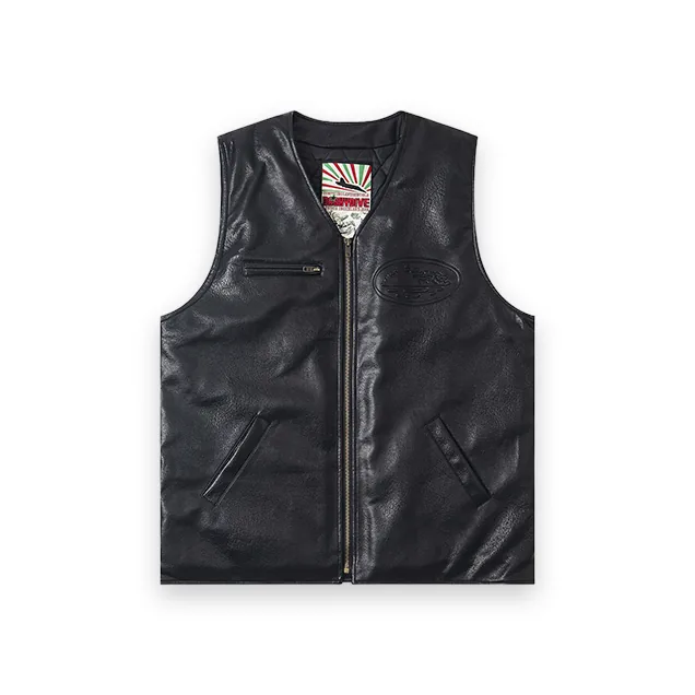 Veste En Cuir Noir Corteiz Skydive 1